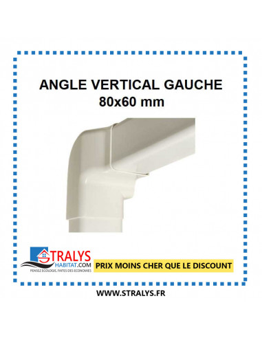 Angle vertical gauche pour raccord goulotte 80x60 mm - Ivoire