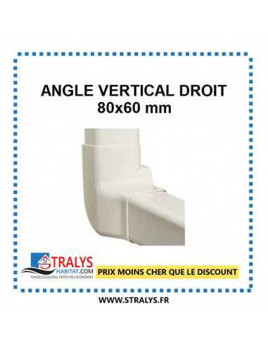 Angle vertical droit pour raccord goulotte 80x60 mm - Ivoire