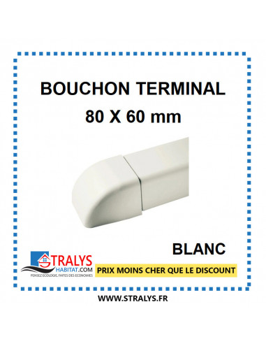 Bouchon Terminal pour raccord goulotte 80x60 mm - Blanc