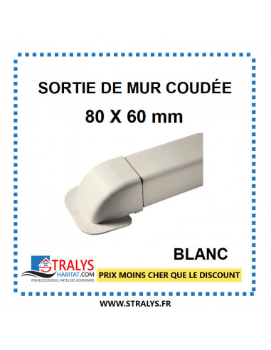 Sortie de Mur Coudée pour raccord goulotte 80x60 mm - Blanc
