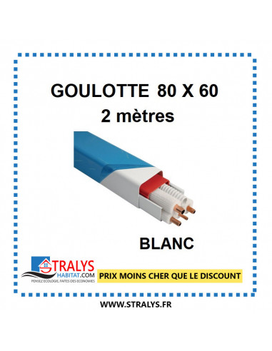 Goulotte - 80x60 mm - Blanche - 2 mètres