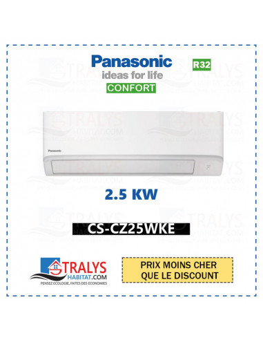 Unité intérieure Panasonic Confort murale CZ ultra-compacte Inverter R32 CS-CZ25WKE