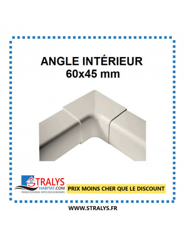 Angle Intérieur Pour Raccord Goulotte 60x45 Mm - Ivoire