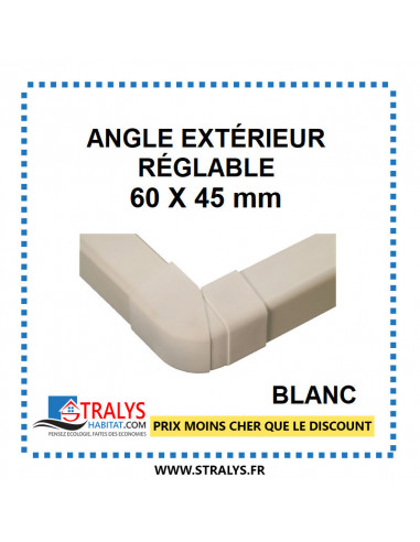 Angle Extérieur Réglable pour raccord goulotte 60x45 mm - Blanc
