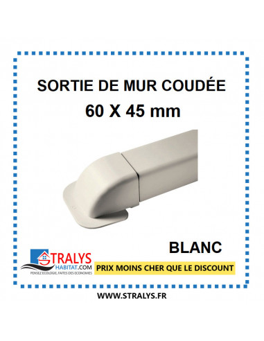 Sortie de Mur Coudée pour raccord goulotte 60x45 mm - Blanc