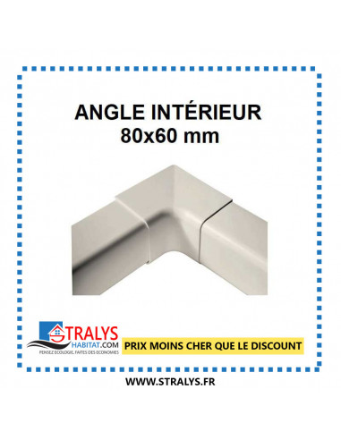 Angle Intérieur Pour Raccord Goulotte 80x60 Mm - Ivoire